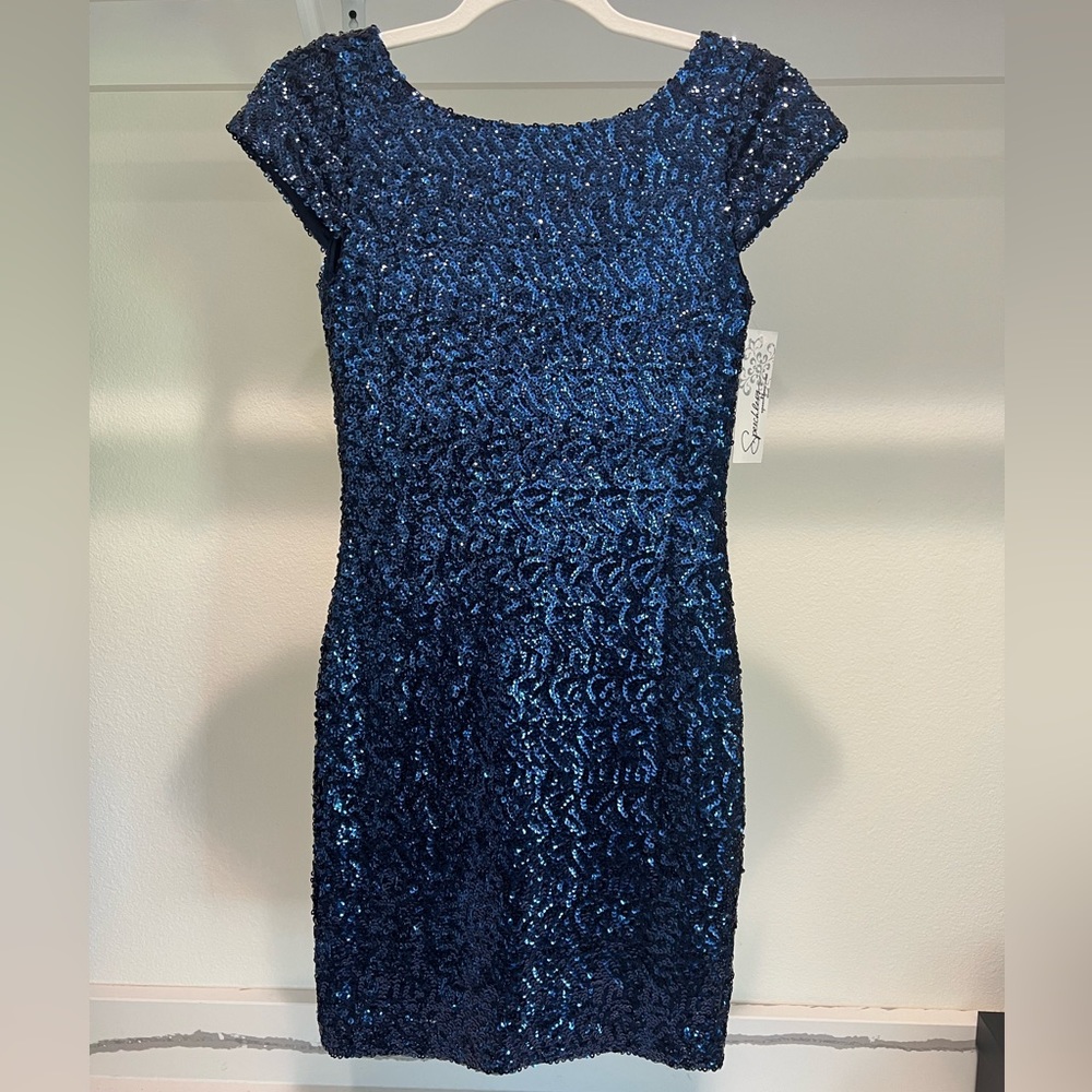 Navy Speechless Sequin Prom Dress Size 1 NWT cocktail dress